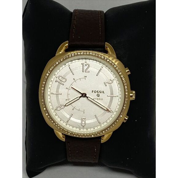 Fossil FTW1208 Women's Brown Leather White Analog Dial Hybrid Smartwatch XX766 - Picture 1 of 12